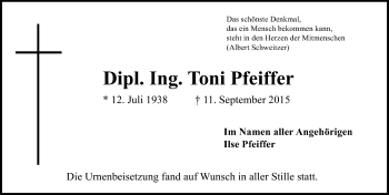 Traueranzeige von Toni Pfeiffer von trauer.echo-online.de