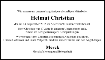 Traueranzeige von Helmut Christian von trauer.echo-online.de