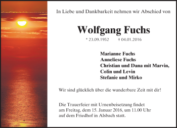 Traueranzeige von Wolfgang Fuchs von trauer.echo-online.de