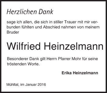 Traueranzeige von Wilfried Heinzelmann von trauer.echo-online.de