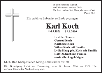 Traueranzeige von Karl Koch von trauer.echo-online.de