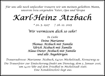 Traueranzeige von Karl-Heinz Atzbach von trauer.echo-online.de