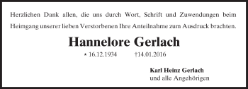 Traueranzeige von Hannelore Gerlach von trauer.echo-online.de