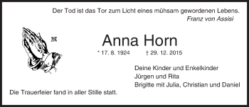 Traueranzeige von Anna Horn von trauer.echo-online.de