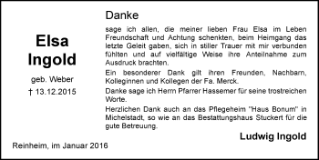 Traueranzeige von Elsa Ingold von trauer.echo-online.de