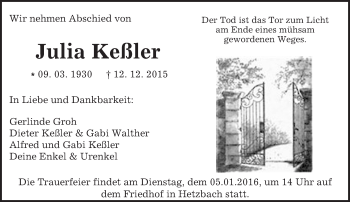 Traueranzeige von Julia Keßler von trauer.echo-online.de