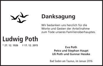 Traueranzeige von Ludwig Poth von trauer.echo-online.de