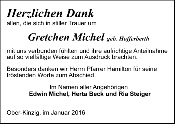 Traueranzeige von Gretchen Michel von trauer.echo-online.de