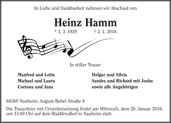 Traueranzeige von Heinz Hamm von trauer.echo-online.de