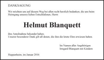 Traueranzeige von Helmut Blanquett von trauer.echo-online.de