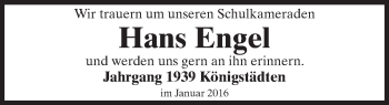 Traueranzeige von Hans Engel von trauer.echo-online.de