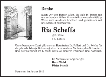 Traueranzeige von Ria Scheffs von trauer.echo-online.de