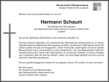 Traueranzeige von Hermann Schaum von  Kreisanzeiger