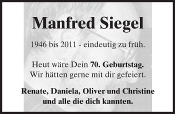 Traueranzeige von Manfred Siegel von Trauerportal Rhein Main Presse