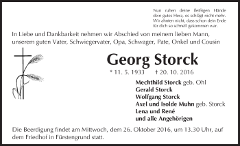 Traueranzeige von Georg Storck von Trauerportal Echo Online
