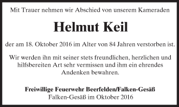 Traueranzeige von Helmut Keil von Trauerportal Echo Online