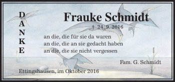 Traueranzeige von Frauke Schmidt von  Gießener Anzeiger