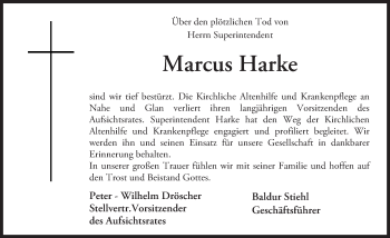 Traueranzeige von Marcus Harke von Trauerportal Rhein Main Presse