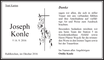 Traueranzeige von Jeseph Konle von VRM Trauer
