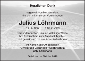 Traueranzeige von Julius Löhrmann von Trauerportal Echo Online