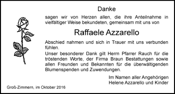 Traueranzeige von Raffaele Azzarello von Trauerportal Echo Online