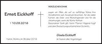 Traueranzeige von Ernst Eickhoff von Trauerportal Rhein Main Presse