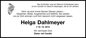 Traueranzeige von Helga Dahlmeyer von  Usinger Anzeiger