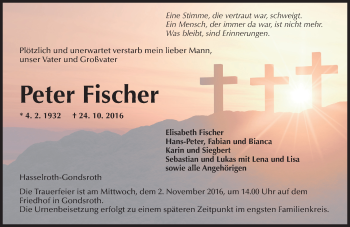 Traueranzeige von Peter Fischer von  Gelnhäuser Tageblatt