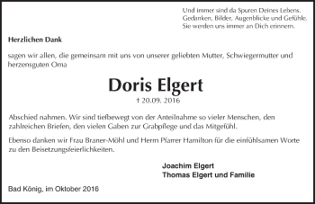 Traueranzeige von Doris Elgert von Trauerportal Echo Online