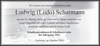 Traueranzeige von Ludwig Scharmann von VRM Trauer