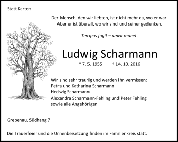 Traueranzeige von Ludwig Scharmann von VRM Trauer
