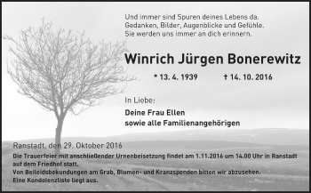 Traueranzeige von Winrich Jürgen Bonerewitz von  Kreisanzeiger