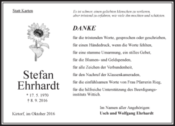Traueranzeige von Stefan Ehrhardt von VRM Trauer
