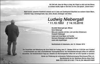 Traueranzeige von Ludwig Niebergall von Trauerportal Rhein Main Presse