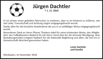 Traueranzeige von Jürgen Dachtler von Trauerportal Rhein Main Presse