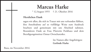 Traueranzeige von Marcus Harke von Trauerportal Rhein Main Presse