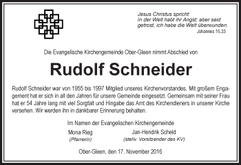 Traueranzeige von Rudolf Schneider von VRM Trauer
