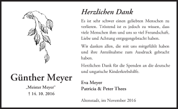 Traueranzeige von Günther Meyer von  Kreisanzeiger