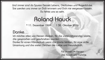 Traueranzeige von Roland Hauck von  Usinger Anzeiger