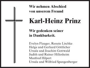 Traueranzeige von Karl-Heinz Prinz von  Kreisanzeiger