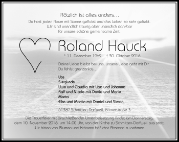 Traueranzeige von Roland Hauck von  Usinger Anzeiger