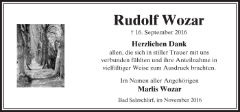 Traueranzeige von Rudolf Wozar von VRM Trauer