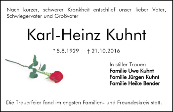 Traueranzeige von Karl-Heinz Kuhnt von Trauerportal Echo Online