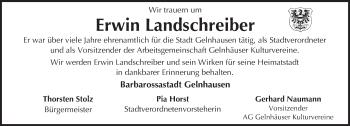 Traueranzeige von Erwin Landschreiber von  Gelnhäuser Tageblatt