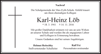 Traueranzeige von Karl-Heinz Löb von VRM Trauer