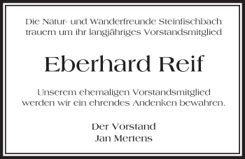 Traueranzeige von Eberhard Reif von  Camberger Anzeiger