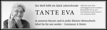 Traueranzeige von Eva  von Trauerportal Rhein Main Presse