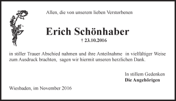 Traueranzeige von Erich Schönhaber von Trauerportal Rhein Main Presse