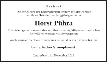 Traueranzeige von Horst Pühra von VRM Trauer