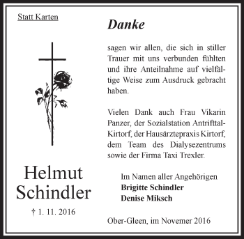 Traueranzeige von Helmut Schindler von VRM Trauer